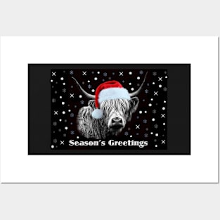 Highland Cow Season's Greetings Posters and Art